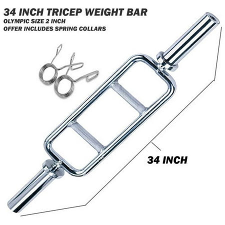 Fitness Maniac 34 inch Barbell Solid Olympic Chrome Tricep Hammer Curl Fitness Gym Weight Bar Home Gym Weightlifting Exercise Training Bars Powerlifting and (Best Olympic Weightlifting Program)