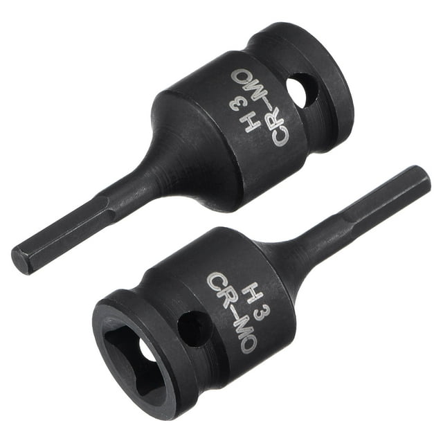 Unique Bargains 3mm Impact Hex Bit Socket, 1/4' Square Drive 35mm Length CR-MO Metric Sizes 2 Pack