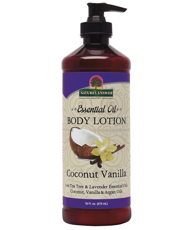 Essential Oil Body Lotion Coconut Vanilla Nature's Answer 16 oz Liquid