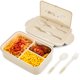 thumbnail image 1 of 1 Recipiente para alimentos con 3 compartimentos y juego de cubiertos, Recipiente para preparación de comidas sin BPA, apto para microondas y lavavajillas - Caqui, 1 of 5