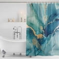 thumbnail image 3 of Turquoise Marble Shower Curtain, Waterproof Shower Curtains for Bathroom, Modern Abstract Art Ombre Blue Washable Fabric Bathtub Curtain Set Bath Decor with 12 Hooks Long 72"x84", 3 of 8