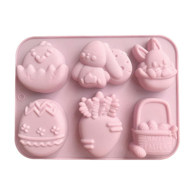 6 Silicon Chocolate Molds Easter Rabbits Eggs Molds Interesting Baking Tools For Candy Cake Homemade Kitchen Gadget