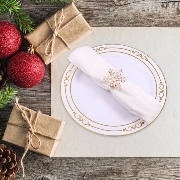 OATIPHO 6Pcs Plated Gold Alloy Napkin Ring Buckle for Wedding Party Dinner Elegant Design