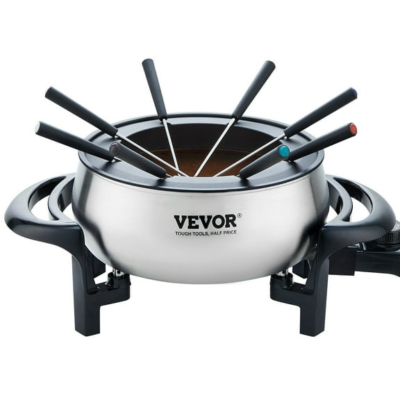 STAWAY Electric Fondue Pot Set - 3 Quart Cheese & Chocolate Melting Warmer with Temperature Control, Non-Stick Interior, Includes 8 Forks for Desserts & Entrees
