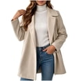 thumbnail image 6 of TGSLY Women's Wool Blend Swing Coat Soft Casual Collared Long Sleeve Jacket Loose Casual Solid Color Fall Winter Outerwear M, 6 of 10