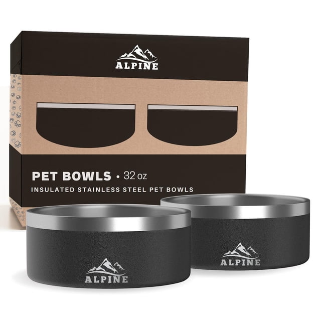 Tazón para Perros Alpine Negro Antideslizante y Resistente al Óxido