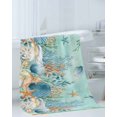thumbnail image 3 of Teal Coastal Towel Set of 3, Soft Microfiber Bath Towels, Hand Towel, Washcloths, Summer Beach Starfish Shell Coral Nautical Quick-Dry Absorbent Towels for Bathroom Kitchen Hotel Beach Gym Spa, 3 of 7