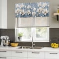 thumbnail image 4 of White Floral Curtain Valances for Windows, Kitchen Valance Window Treatments Panel 2 Pack, Blue Botanical Flowers Branches Plants Rod Pocket Short Curtains for Bathroom Bedroom 60 x 18 Inch, 4 of 8