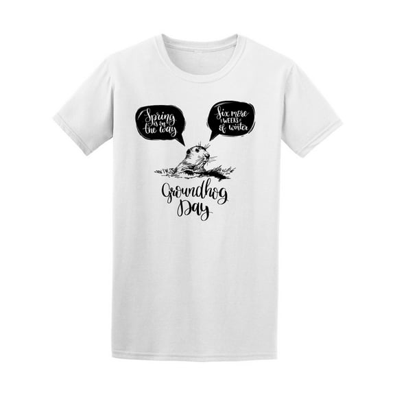 Happy Groundhog Day Sketch T-Shirt Men -Image by Shutterstock, Male XX-Large