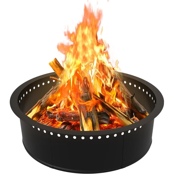 Fire Pit Ring Outdoor, 33 Inch Outer 30 Inch Inner Round   Firepit Accessories, DIY   Liner Insert for Bonfire Outside Camping Above or In Ground