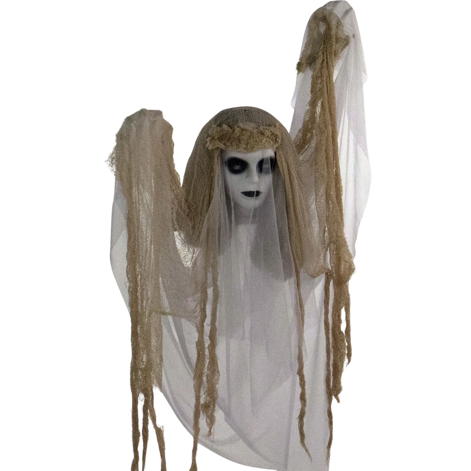Haunted Hill Farm 47 in Animatronic Ghost Bride Indoor/Covered Outdoor Halloween Decoration, HHGHST-2HLA