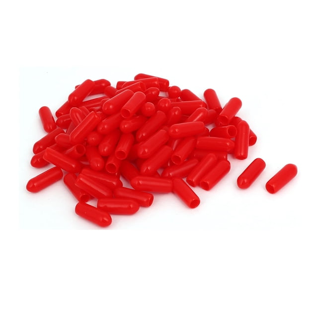 Tapa de extremo de manguera de goma de 4 mm de diámetro interior, protector de rosca, cubierta roja, 100 piezas