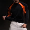 thumbnail image 5 of LNWUY Men's Long Sleeve Athletic Shirts Casual Crew Neck Stretch Fit Pullover Color Block Workout Stylish Spring Summer Clothes Orange XL, 5 of 5