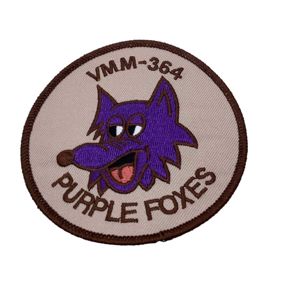 VMM-364 Purple Foxes (Tan) Squadron Patch – With Hook and Loop