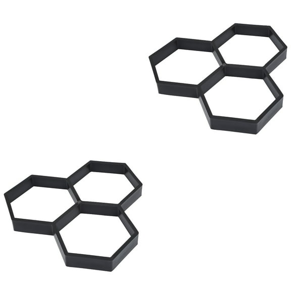 2 Pcs Cement DIY Paving Mold Hexagonal Pavement Reusable