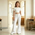 thumbnail image 6 of Ruiwill White Girls School Uniform Pants Size 9-10 Years Slim Fit Flared Pants School Outfits For Girls, 6 of 7