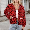 thumbnail image 3 of Jackets for Women Winter Coat Jackets Flannel Stand Collar Jacket(Leopard Animal Print Red,Size:S-4XL), 3 of 7