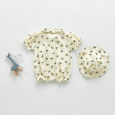 

Baby Rompers Infants Jumpsuits Summer Short-sleeved Cherry Blossom Casual Cute Jumpsuits Newborn Romper 0-2Y