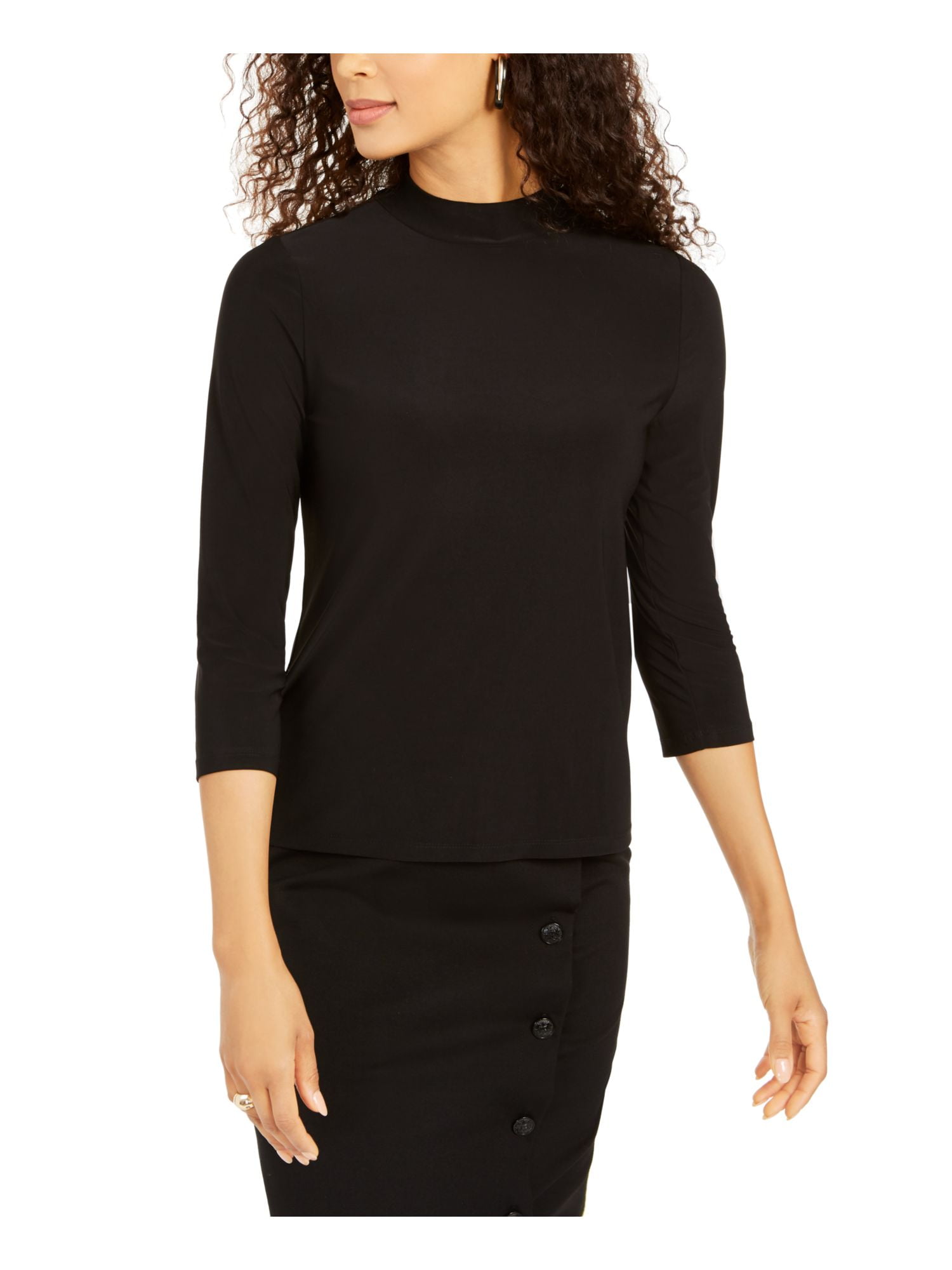 Download Kasper - KASPER Womens Black Long Sleeve Mock T-Shirt Top ...