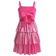 thumbnail image 2 of IBTOM CASTLE Teen Girl Glitter Ruffle Metallic Adjustable Spaghetti Straps Dress Square Neck Tiered Hemline Tween Pageant Homecoming Graduation Prom Outfits Junior Formal Easter Dress 9-10 Years Pink, 2 of 7