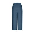 thumbnail image 6 of Simua Womens Cropped Pants Solid Color High Waisted Drawstring Casual Loose Trousers with Pockets, 6 of 6