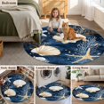 thumbnail image 6 of Area Rug 36in, Nautical Watercolor Seashell Starfish Floor Carpet Living Room Rug, Marine Life on Blue Non-Slip Welcome Mat Indoor Rugs for Bedroom Dining Room, 6 of 9