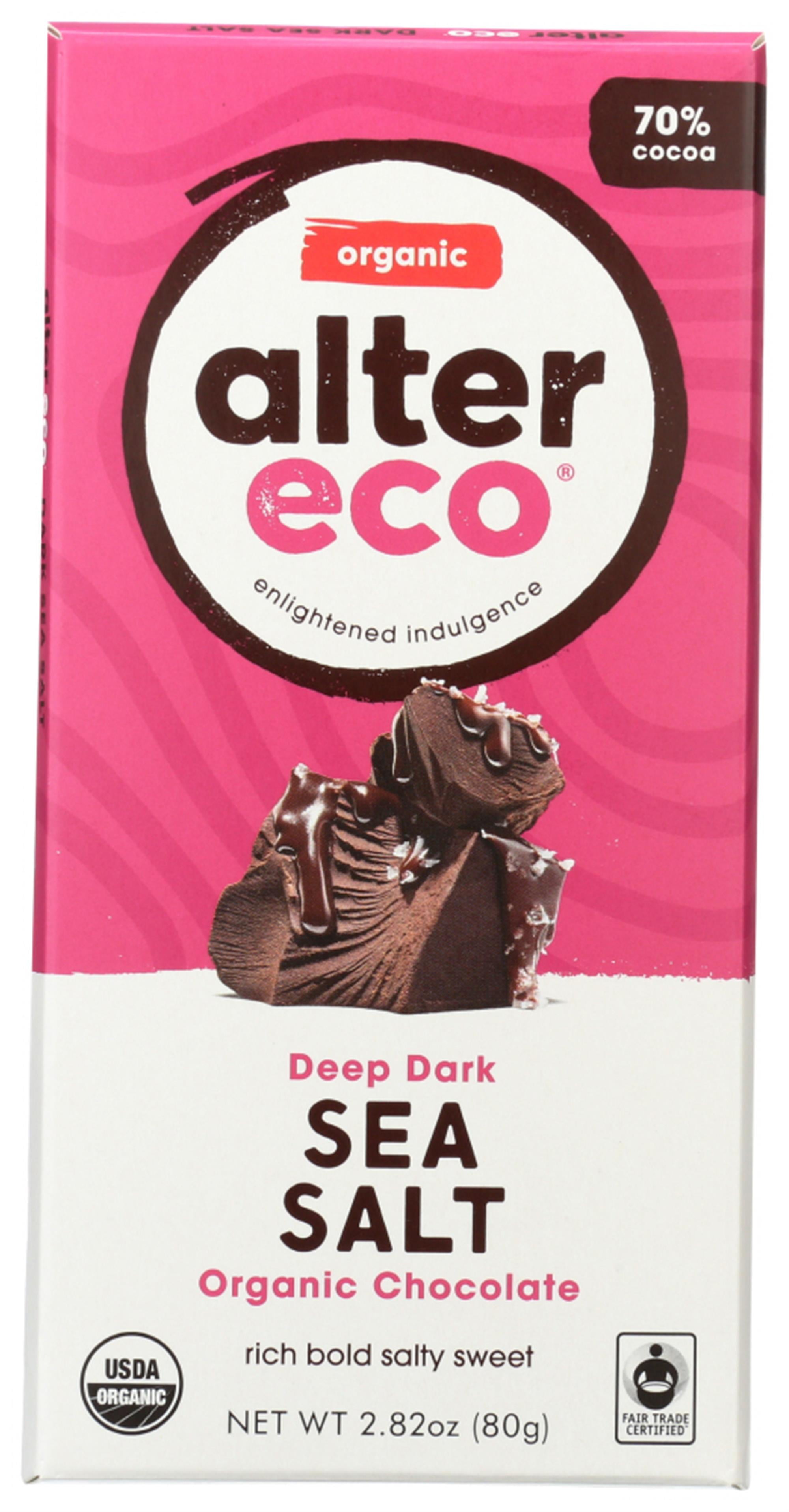Alter Eco America Deep Dark Sea Salt Organic Chocolate Bar, 2.82 Oz