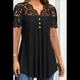thumbnail image 4 of Blusas Tipo Túnica de Talla Grande para Mujer, de Corta, con Cuello en V, Plisadas y Botones de Encaje. Negro L, 4 of 6