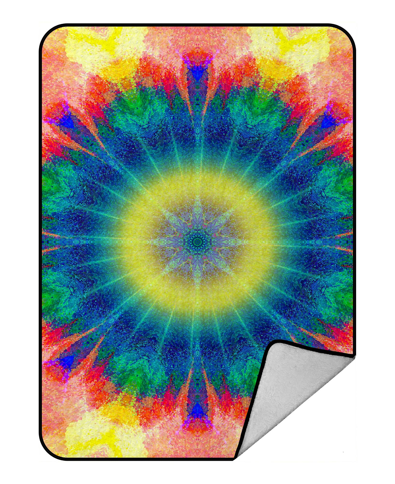 ZKGK Colorful Tie Dye Blanket Crystal Velvet Front and Lambswool Sherpa