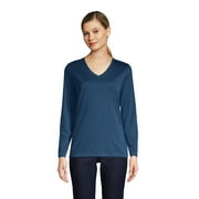 Lands' End Women's Relaxed Supima Cotton Long Sleeve V-Neck T-Shirt