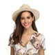 thumbnail image 5 of Lanzom Sombrero enrollable Panamá de paja de ala ancha para mujer Fedora Beach Sun Hat UPF50+, 5 of 5
