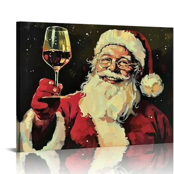 Patifu Santa Claus Fine Art Aesthetic Poster and Print Wall Painting for Home Decor - Canvas Christmas Living Room Office Wall Art Decor 20x16in