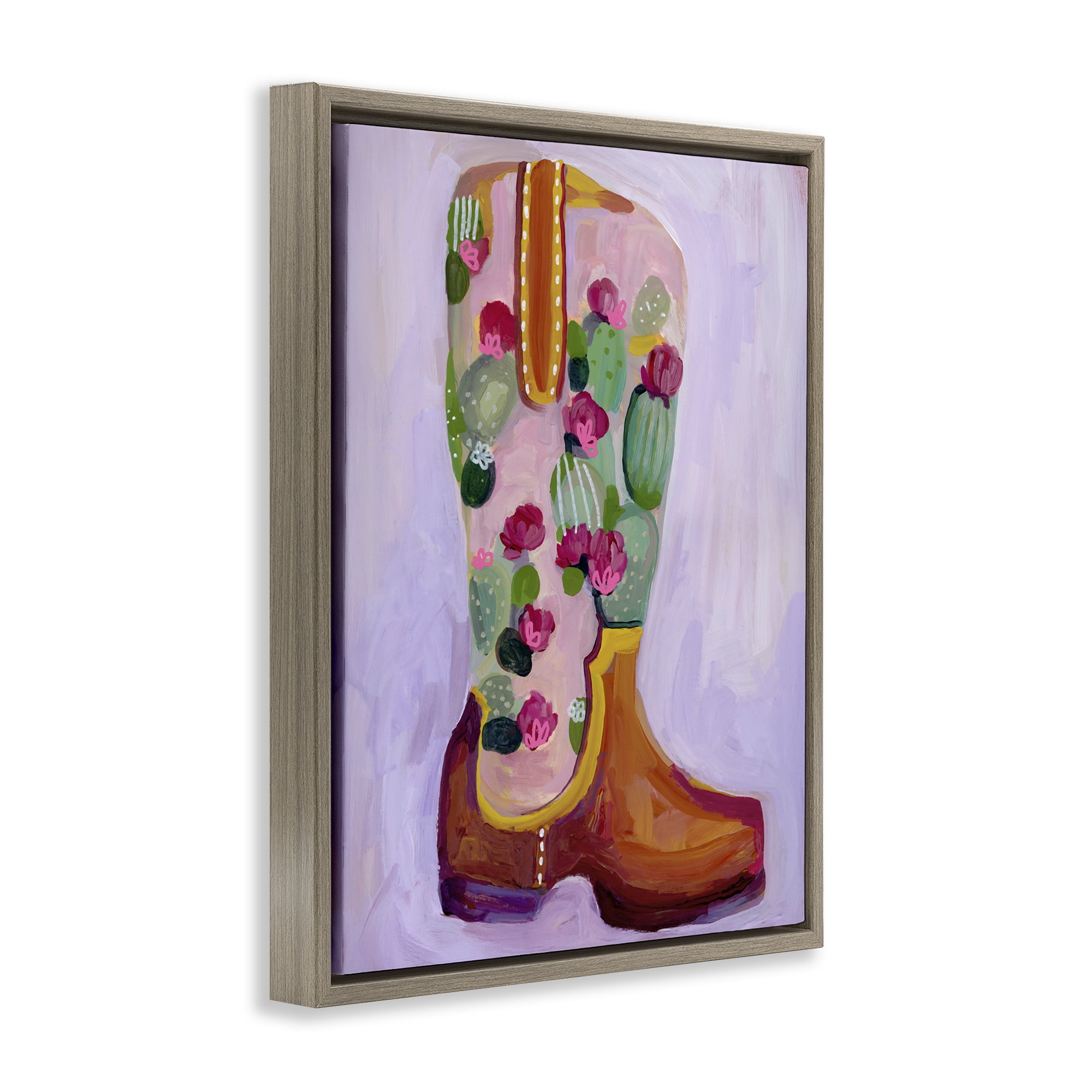 Desert Day Dream Boots Brown Framed Floater Canvas Wall Art, design by Ashley Davis