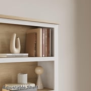 5-Tier Farmhouse Bookshelf, 71 inch Tall Bookcase with Storage & Unique Design & Adjustable Shelf, Wooden Bookshelf for Study Room, Living Room, Home Office, Bedroom