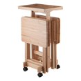 thumbnail image 1 of Pemberly Row 6-Piece Transitional Solid Wood Snack Table Set in Natural, 1 of 13
