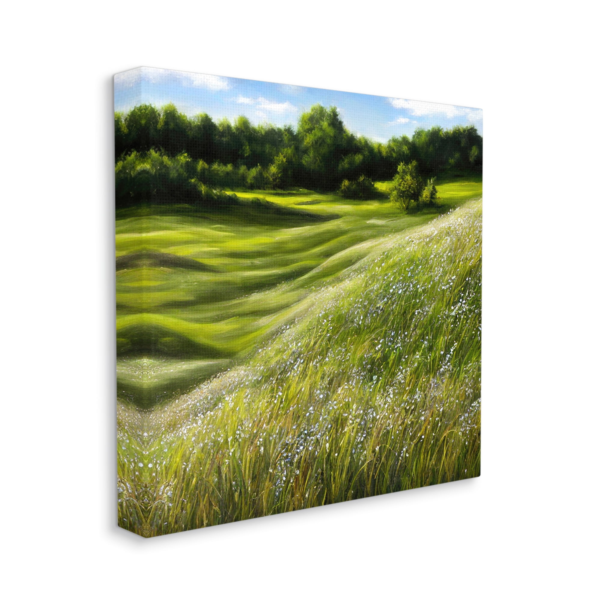 Stupell Industries Green Rolling Hills Landscape Painting Gallery Wrapped Canvas Art Print Wall Art, 36 x 36