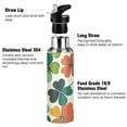 thumbnail image 3 of Yayeee 20oz Double Wall Stainless Steel Water Bottle with Flip Straw, White Clover Pattern, 3 of 7