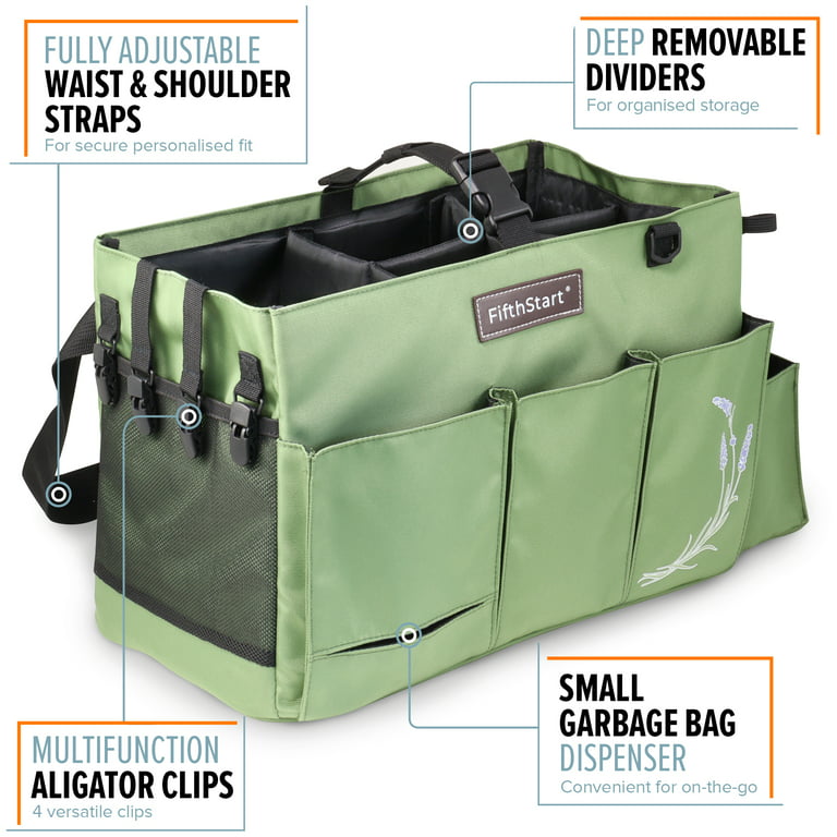FifthStart Wearable Cleaning Caddy with Handle Caddy Organizer for Cleaning  Supplies with Shoulder and Waist Straps, Car Organizer, Under Sink Organizer:  (Green, Large) 
