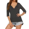 thumbnail image 2 of Camiseta de mujer Verano Sexy Blusa con cuello en V Chica Transpirable Casual Top suelto, M seitruly AP001326-02, 2 of 7