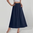 thumbnail image 2 of SROBPTY Skirts for Women Summer Solid Elastic Waist High Waist Midi A Line for Casual Wear, 2 of 5