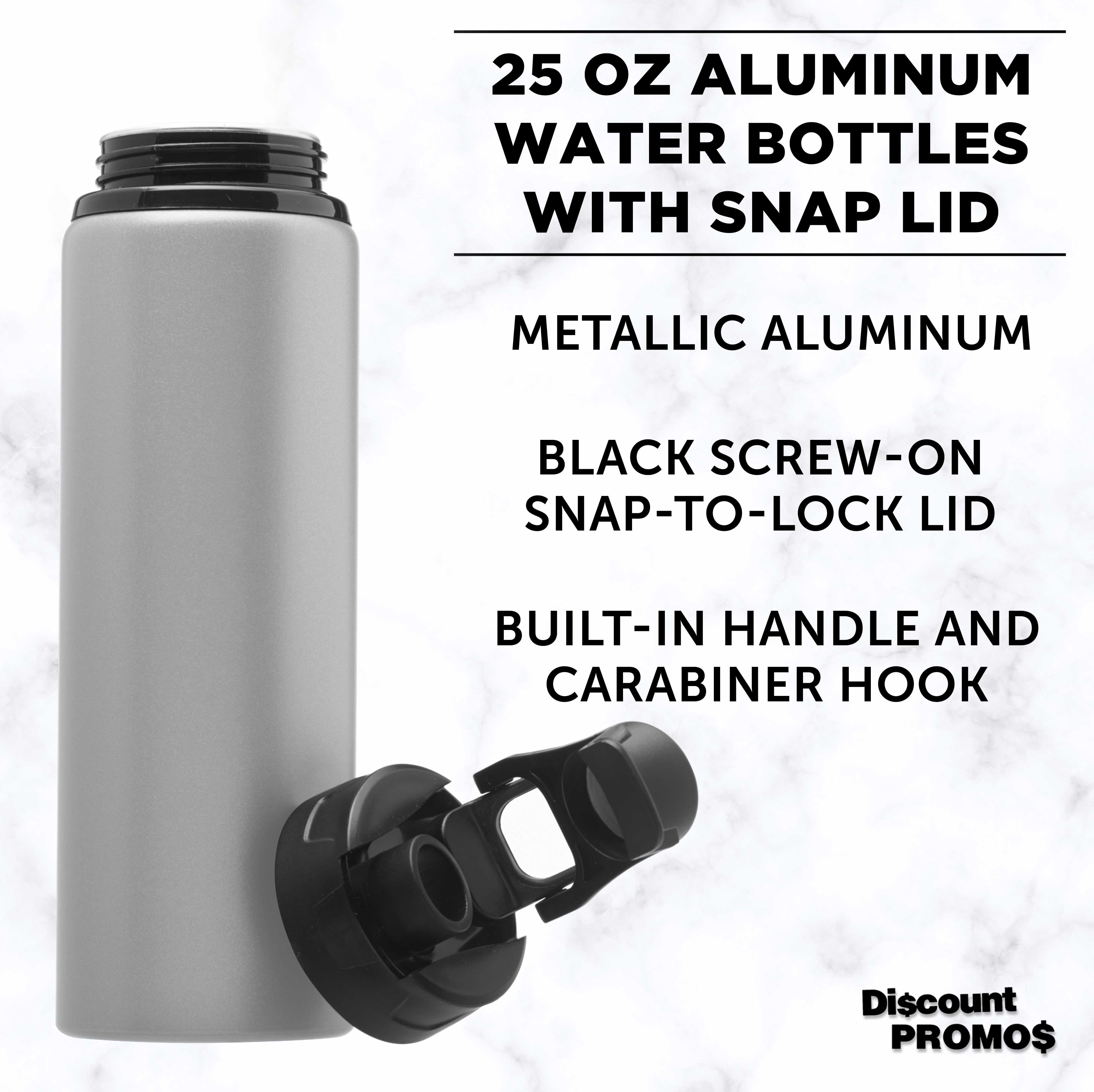 Aluminum Water Bottles with Snap Lids 25 oz. Set of 10, Bulk Pack - Reusable, Great for Gym, Hiking, Cycling, For School - Silver