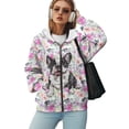 thumbnail image 5 of COEQINE Women's Fashion Hoodie Oversized Long Sleeve Sweatshirts Bulldogs and Flowers Pattern Full Zipper Y2K Jacket Soft Casual Wear Fall Winter Outfits Clothes with Pockets, XS, 5 of 7
