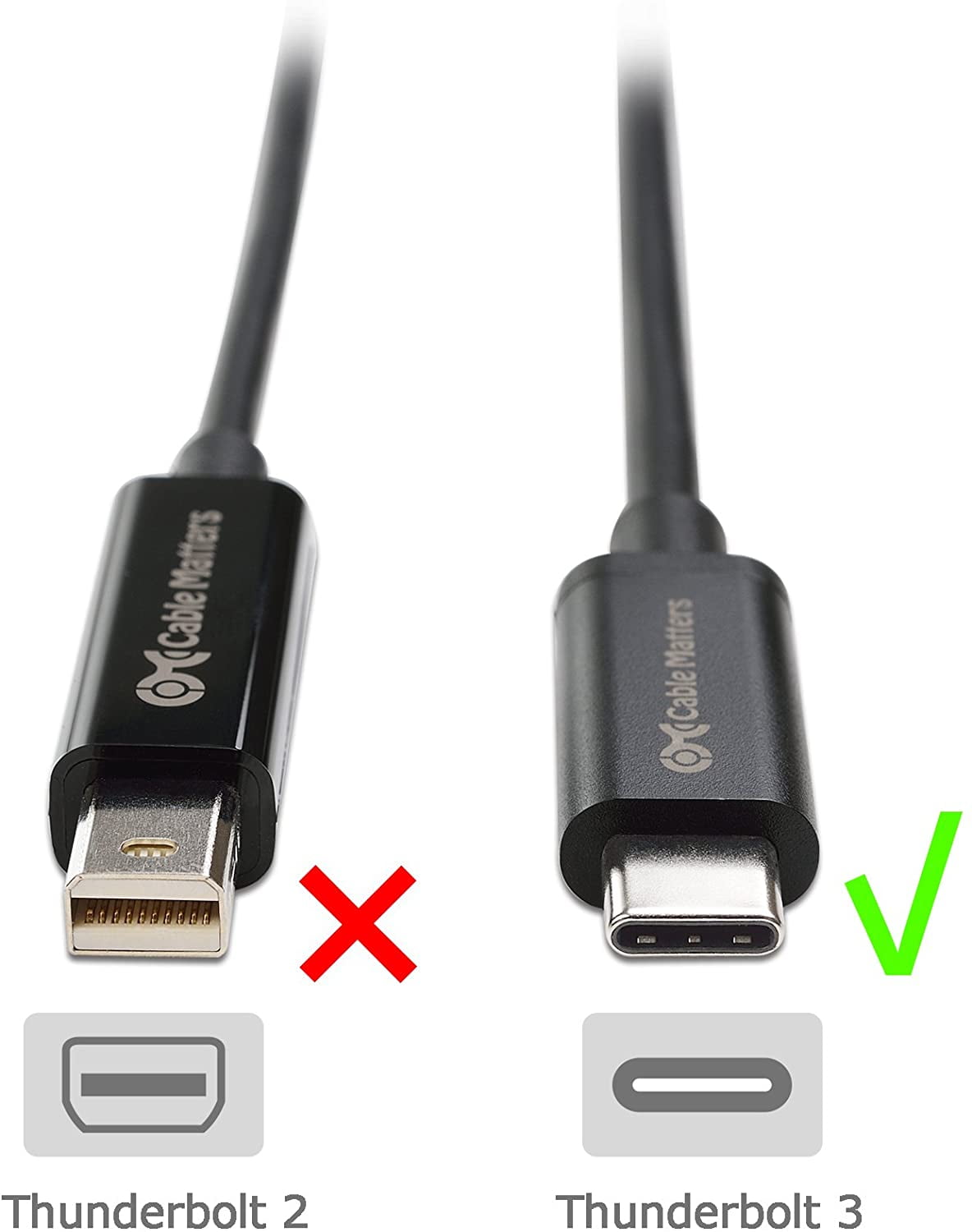 Cable Matters Certified 20 Gbps Thunderbolt 3 Cable USB C Thunderbolt Cable in Black 6.6 Feet Supporting 100W Charging