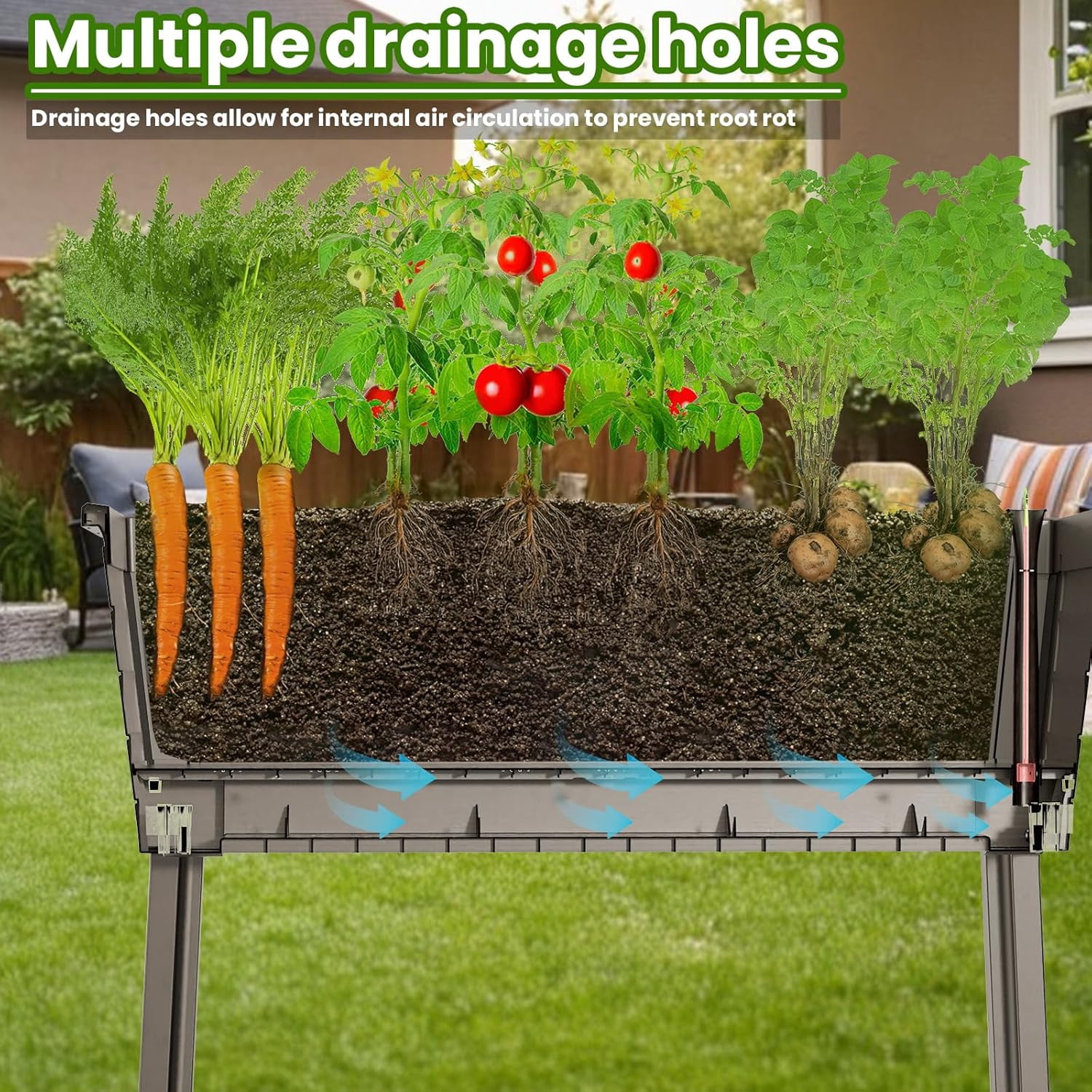 Raised Garden Bed with Wheels – Resin Planter, Waterproof & UV-Resistant for Outdoor Flowers, Vegetables & Herbs (Shallow coffee, 1 Pack)
