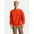 thumbnail image 2 of Wyobmus Mens Crewneck Sweatshirts Casual Loose Long Sleeve Oversized Pullover Soft Solid Color Round Neck Tops Orange, 2 of 3