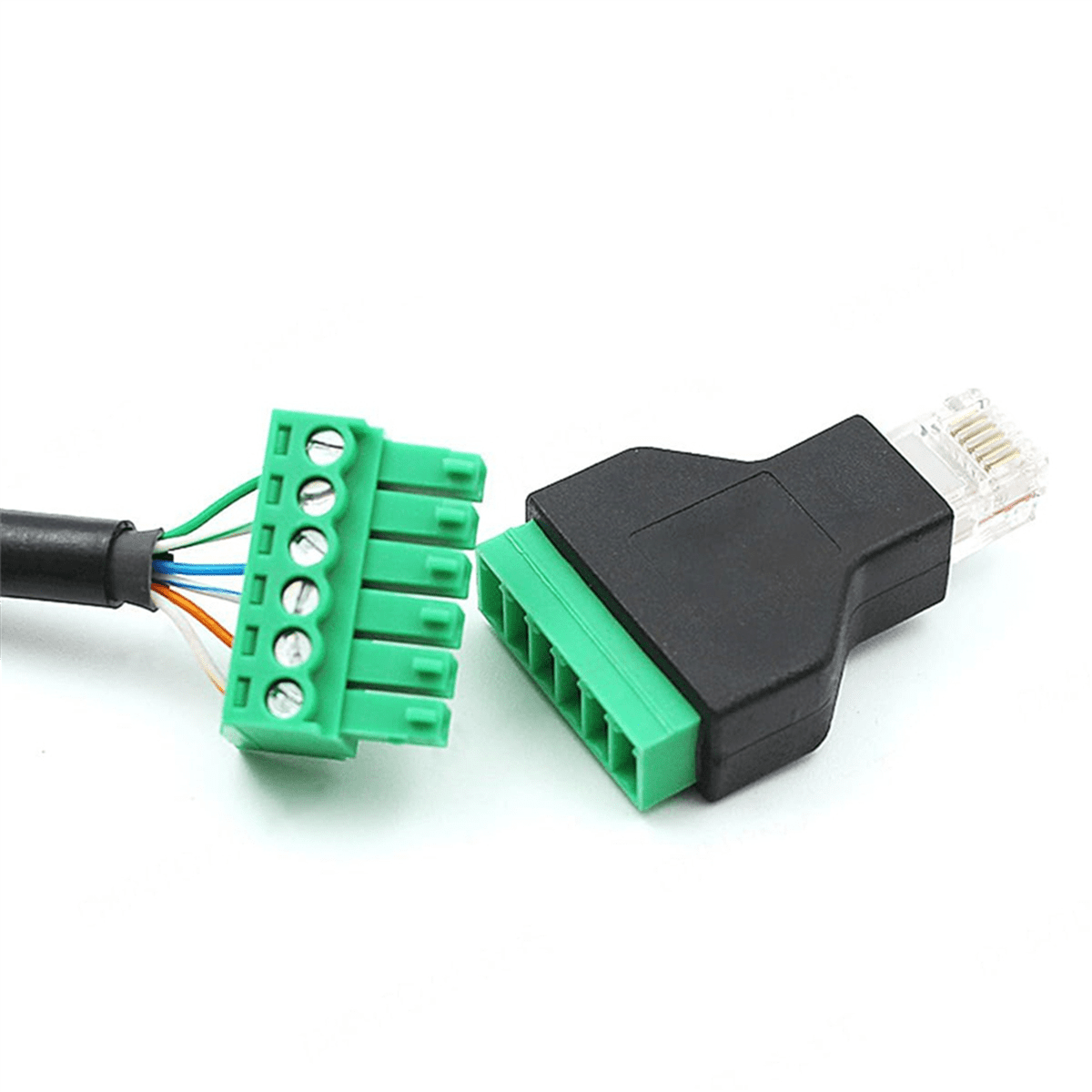 10 Pcs RJ12 Male to 6 Pins Screw Terminal Block Adapter for Cat3 Handset Cable Extension, RJ12 6P6C Modular Connectors,10 x Network port to terminal block,Black