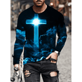 thumbnail image 4 of Camiseta vintage con estampado de letras cristianas de Jesús para hombre, manga larga, cuello redondo, camiseta estampada en 3D, ropa deportiva de gran tamaño para hombre, 4 of 4