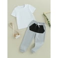 thumbnail image 3 of Wassery Kids Boy Clothes Summer Outfit Short Sleeve Tops Elastic Waist Jogger Pants 2Pcs Big Boys Activewear Set 3-12 Years, 3 of 7