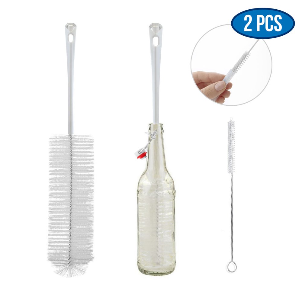 The Crown Choice 17" LONG Bottle Brush & Straw Brush Set for Beer