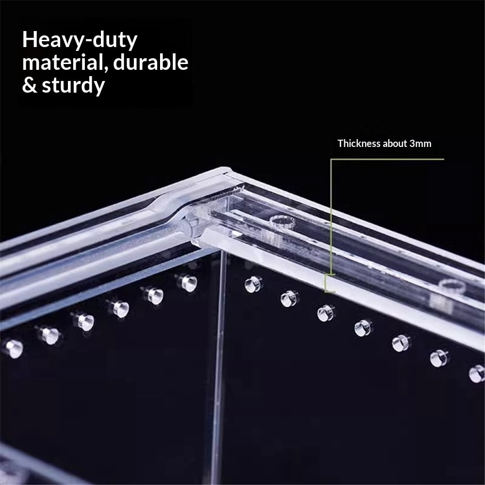Reptile Terrarium Enclosure Acrylic Tarantula Breeding Box Magnetic Hermit Crab Habitat Tank Transparent Jumping Spider Cage for Insect Snail Amphibians Sling Isopods（20*15*10cm）